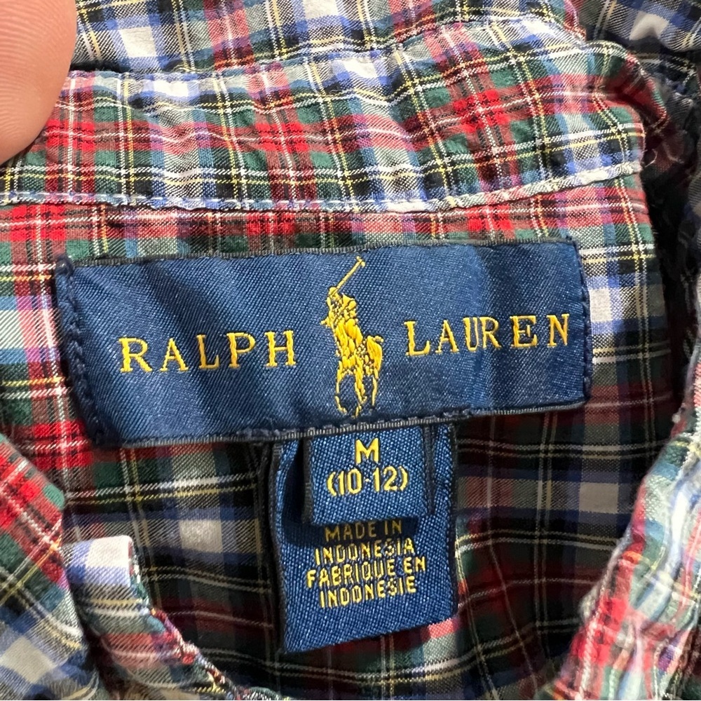 Ralph Lauren Boy Blue Red Button Down Size Medium - Picture 7 of 8